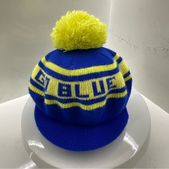 VTG University of Michigan U of M Beanie Cabbie Knit Hat Cap w/ Pom Pom Go Blue - Picture 3 of 7